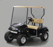 Load image into Gallery viewer, Cool Dry Covers seat covers set for EZGo TXT and RXV golf carts with standard backrests. Keeps you cool in the heat and dry in the rain. Increased comfort in all weather conditions. Shown without covers installed to assist in identifying the correct model.
