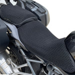 Cool Dry Covers seat covers to fit your BMW R1200R (pictured).  Keeps you raised off the original seat, much cooler in the heat and allows air circulation.  Water goes through without being absorbed so you stay drier in the wet.  These are sized to fit your specific seat perfectly.  Transform your ride with Cool Dry Covers.