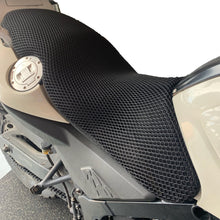 Load image into Gallery viewer, Cool Dry Covers seat covers to fit your BMW F640GS (pictured).  Keeps you raised off the original seat, much cooler in the heat and allows air circulation.  Water goes through without being absorbed so you stay drier in the wet.  These are sized to fit your specific seat perfectly.  Transform your ride with Cool Dry Covers.
