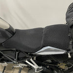 Cool Dry Covers seat covers to fit your BMW R1250R (pictured).  Keeps you raised off the original seat, much cooler in the heat and allows air circulation.  Water goes through without being absorbed so you stay drier in the wet.  These are sized to fit your specific seat perfectly.  Transform your ride with Cool Dry Covers.