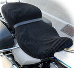 Cool Dry Covers seat covers to fit your Harley Road King Tall Boy (pictured).  Keeps you raised off the original seat, much cooler in the heat and allows air circulation.  Water goes through without being absorbed so you stay drier in the wet.  These are sized to fit your specific seat perfectly.  Transform your ride with Cool Dry Covers.