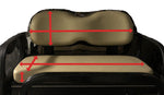 Measuring guidelines to aid in production of your Cool Dry Covers seat covers set for your rear seat kit.  Models available include Club Car, EZGo, Yamaha, ECar, Icon, Evolution and many others. Shown without Cool Dry Covers installed to demonstrate variety of models we can make.