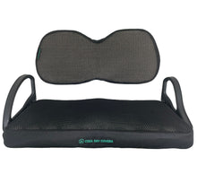 Load image into Gallery viewer, Cool Dry Covers seat covers set for Club Car Precedent golf cart.  Keeps you cool in the heat and dry in the damp. Increased comfort in all weather conditions. Shown installed on seat and backrest.
