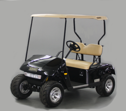 Cool Dry Covers seat covers set for EZGo TXT and RXV golf carts with standard backrests. Keeps you cool in the heat and dry in the rain. Increased comfort in all weather conditions. Shown without covers installed to assist in identifying the correct model.