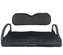 Load image into Gallery viewer, Cool Dry Covers seat covers set for EZGo TXT and RXV golf carts with standard backrests. Keeps you cool in the heat and dry in the rain. Increased comfort in all weather conditions. Shown installed on seat and backrest.
