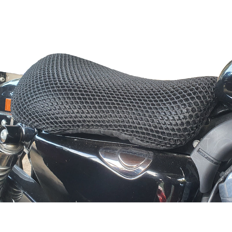 Cool Dry Covers seat covers to fit your Harley 883 Superlow Rider Seat (pictured).  Keeps you raised off the original seat, much cooler in the heat and allows air circulation.  Water goes through without being absorbed so you stay drier in the wet.  These are sized to fit your specific seat perfectly.  Transform your ride with Cool Dry Covers.