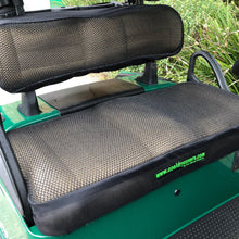 Load image into Gallery viewer, Cool Dry Covers seat covers set for EZGo TXT and RXV golf carts with standard backrests. Keeps you cool in the heat and dry in the rain. Increased comfort in all weather conditions. Shown installed on EZGo golf cart. 
