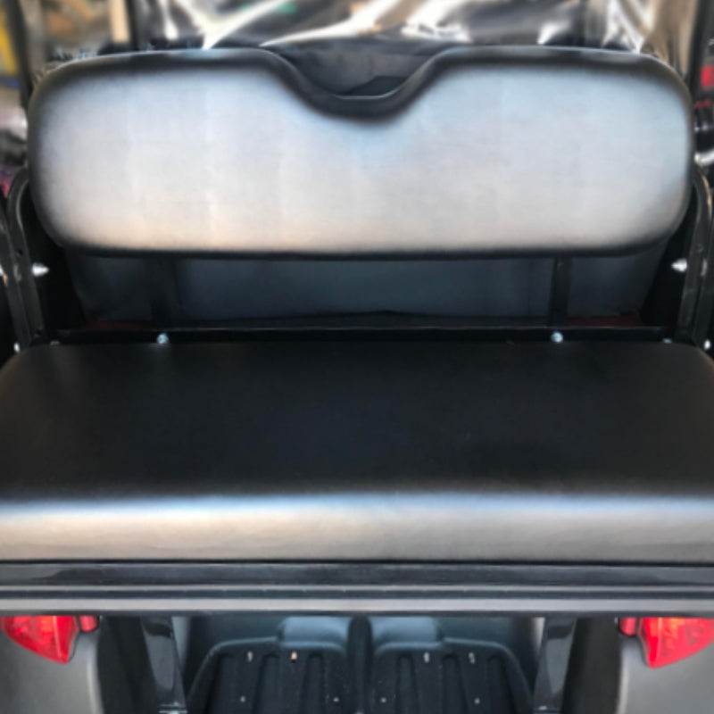Cool Dry Covers seat covers set for your rear seat kit.  We can make models for aftermarket and OEM rear seat kits. Keeps you raised off the original vinyl seat so much cooler in the heat with air circulation.  Also allows water to pass through without being absorbed so you stay much drier in the wet.  Comfort in all conditions. Shown without Cool Dry Covers installed to demonstrate variety of models we can make.