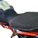 Cool Dry Covers seat covers to fit your KTM 1090 Adventure (pictured).  Keeps you raised off the original seat, much cooler in the heat and allows air circulation.  Water goes through without being absorbed so you stay drier in the wet.  These are sized to fit your specific seat perfectly.  Transform your ride with Cool Dry Covers.