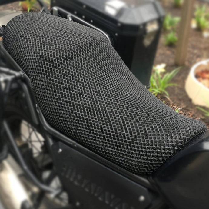 Cool Dry Covers seat covers installed on Royal Enfield Himalayan